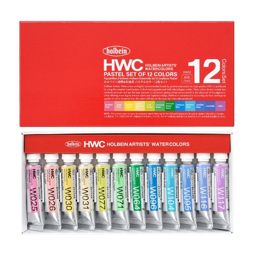 홀베인 수채화물감 HWC 파스텔 12색세트(5ml) W452