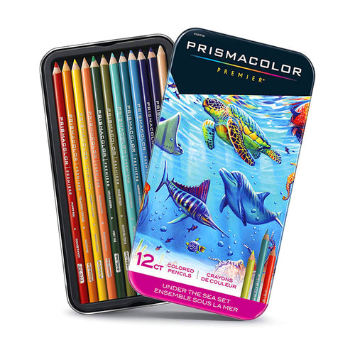 프리즈마 한정판 유성색연필 12색 언더더씨 바다색감